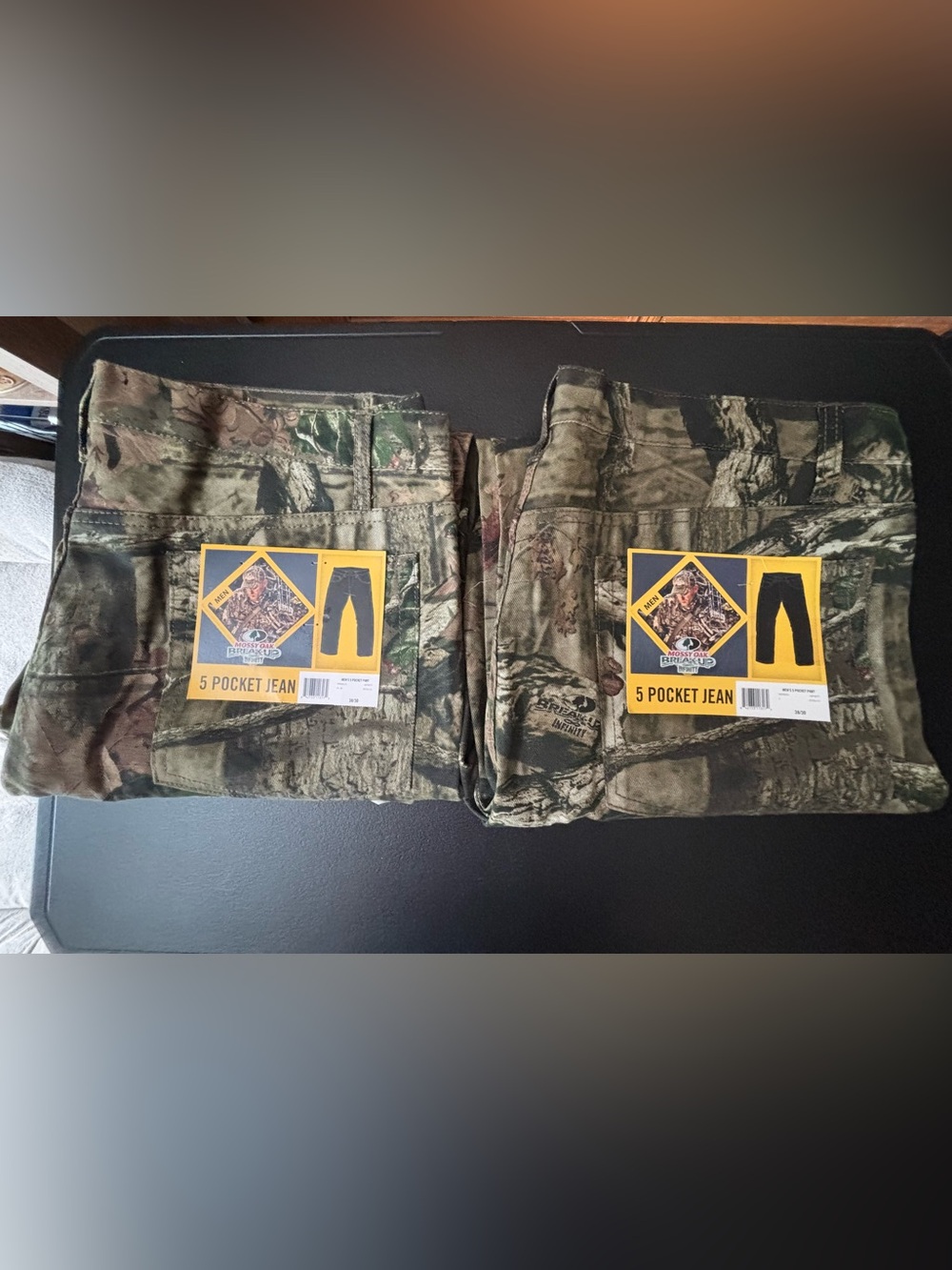 Mossy Oak Break-Up Infinity Men's Camo 5-Pocket Cotton Pants 38/30- 2 pairs NWT